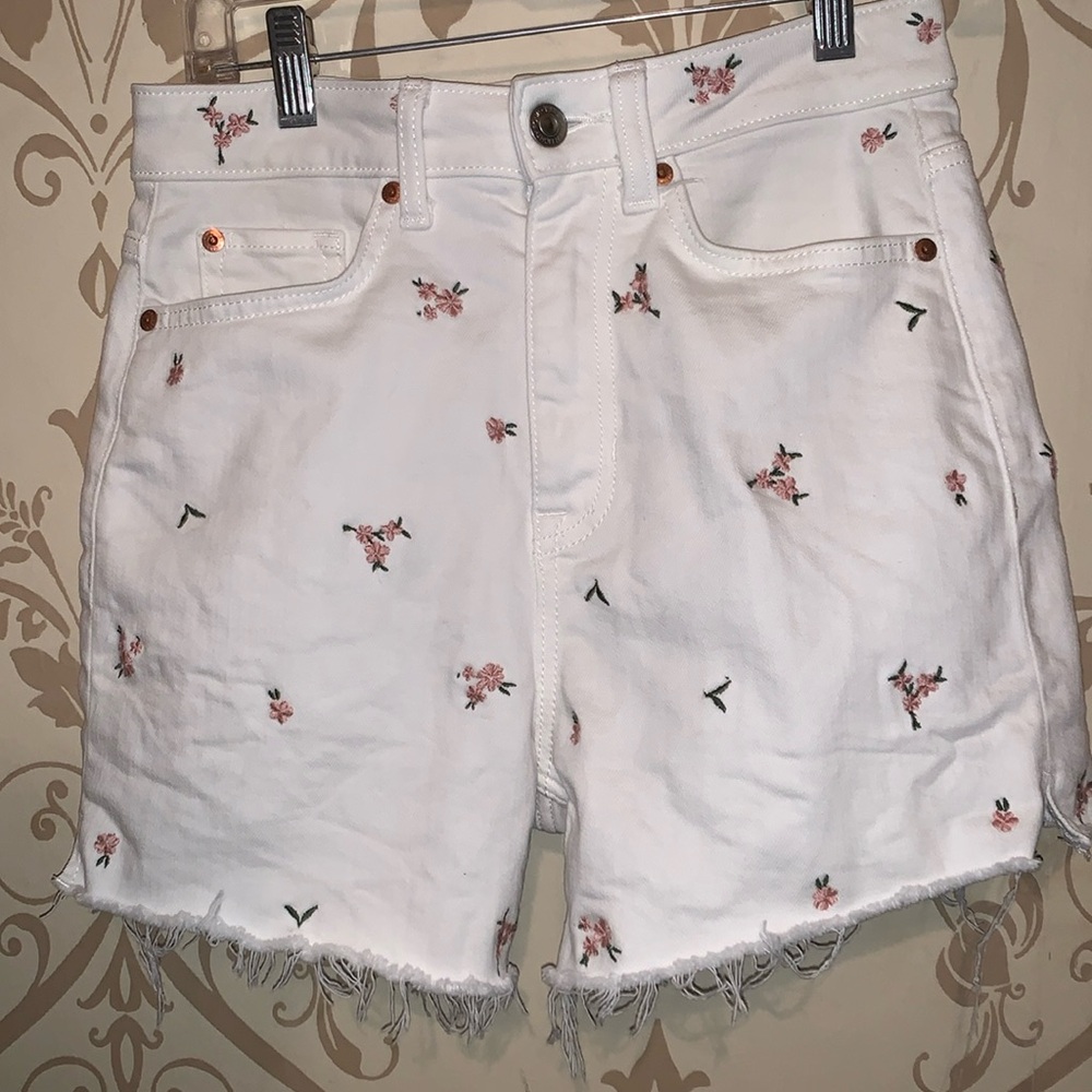 Floral jean shorts
